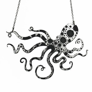 Spotted Octopus Necklace – 4" Octo Charm – 9 Metallic & Neon Colors – Nautical Sea Life Jewelry