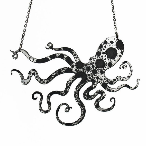 Spotted Octopus Necklace - Medium 4" Octo - 9 Color Options - Metallic or Neon Laser Cut Acrylic (C.A.B. Fayre Original Design)