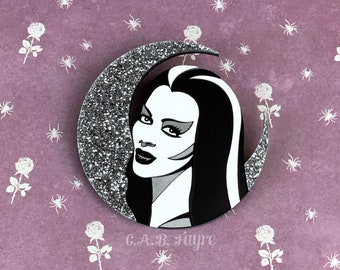 Lily Munster Moon Brooch - Munster Pin - Laser Cut Acrylic (C.A.B. Fayre Original Design)