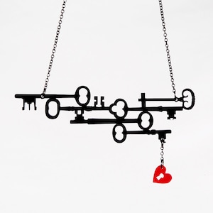 Skeleton Keys to my Heart Necklace - 35 Color Options - Laser Cut Acrylic or Wood Key Necklace (C.A.B. Fayre Original Design)