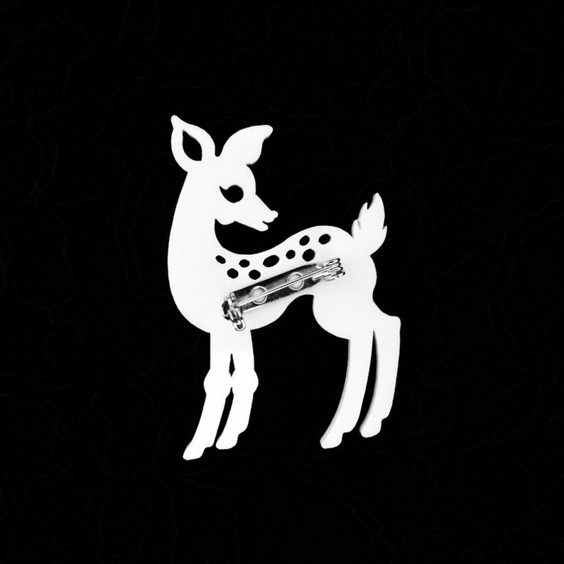 Doe-Eyed Deer Brooch / Pin 33 Color Options Laser Cut Fawn Pin C.A.B. Fayre Original Design image 4