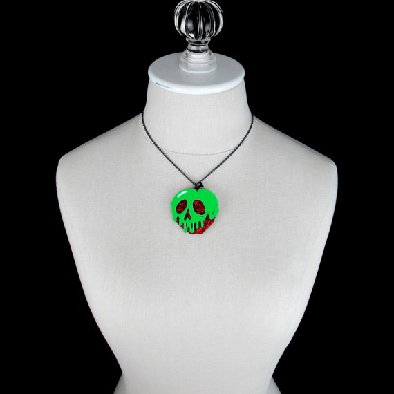 Poison Apple Necklace Red Glitter Apple SMALL 2 You Select Poison