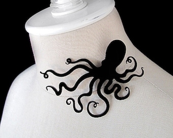 An Octopus Love Affair Brooch / Pin - Large 4" - 35 color options - Laser Cut Acrylic (C.A.B. Fayre Original Design)