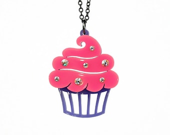 Naszyjnik Kawaii Cupcake – 30 kolorów – Błyszczący wisiorek deserowy – Biżuteria Y2K Dopamine