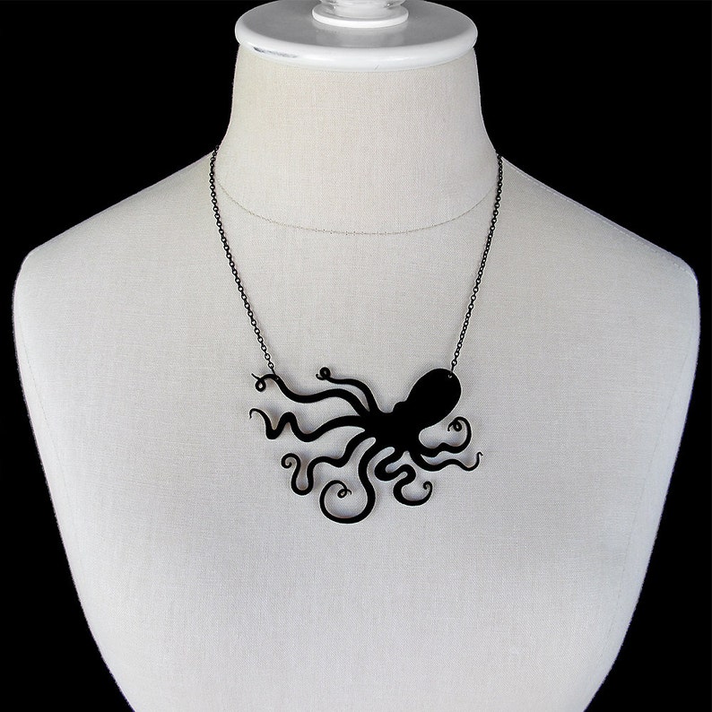 Octopus Necklace Medium 4 40 Color Options Laser Cut Acrylic Octo Necklace C.A.B. Fayre Original Design image 1