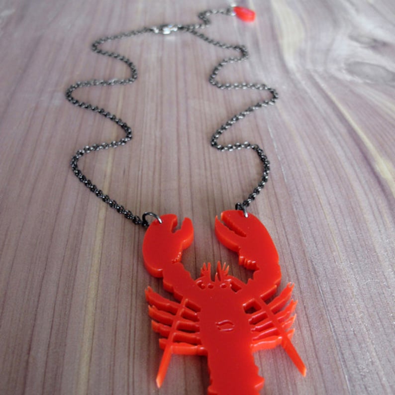 Lobster Necklace Laser Cut Necklace C.A.B. Fayre Original Etsy