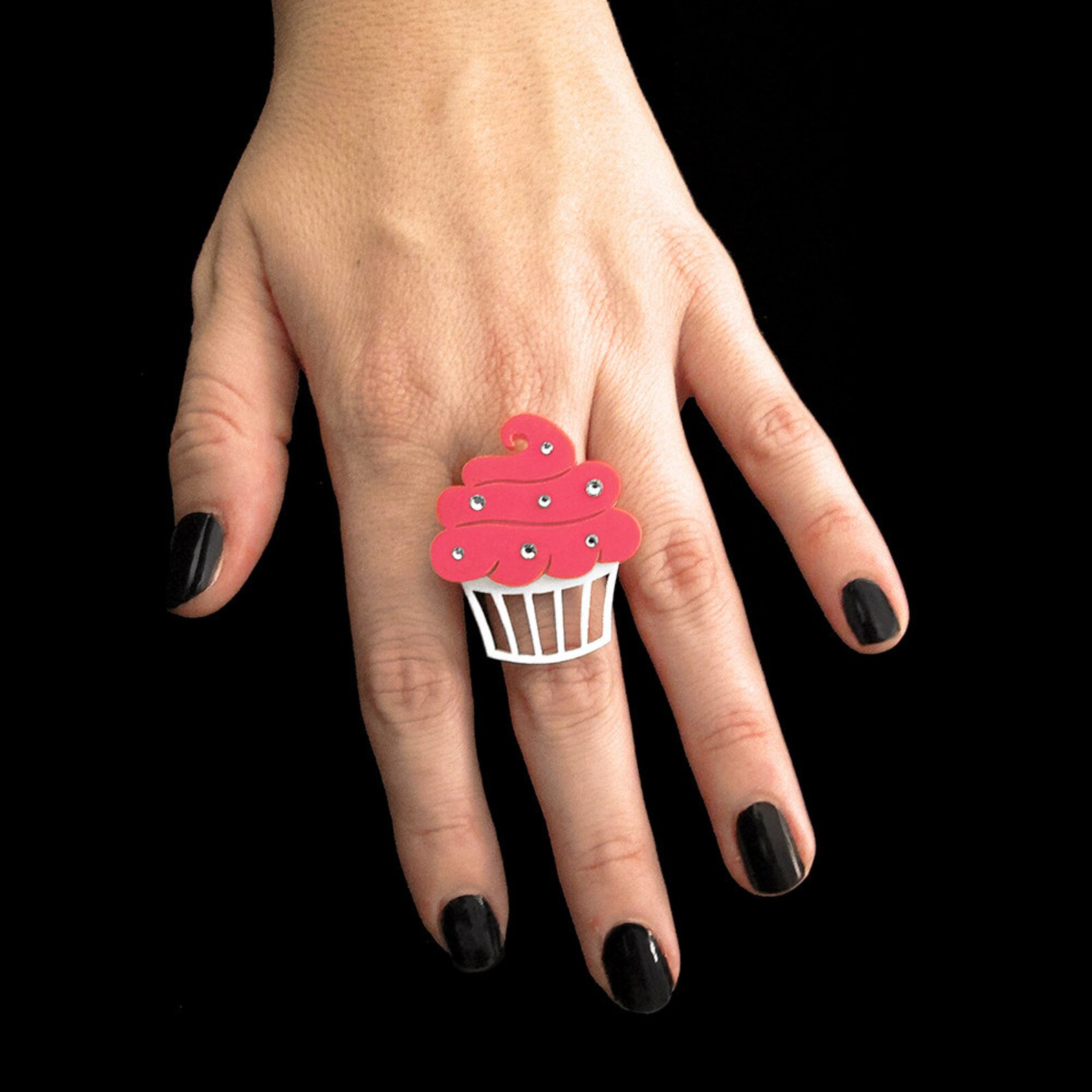 Sparkle Cupcake Ring Adjustable Ring Laser Cut Acrylic Etsy