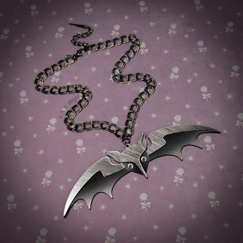 Lily Munster Bat Necklace large 6 Laser Cut Acrylic Etsy