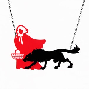 Ketting Roodkapje – Sprookjessieraden – Lasergesneden acryl – Gotische verhalenboekstijl