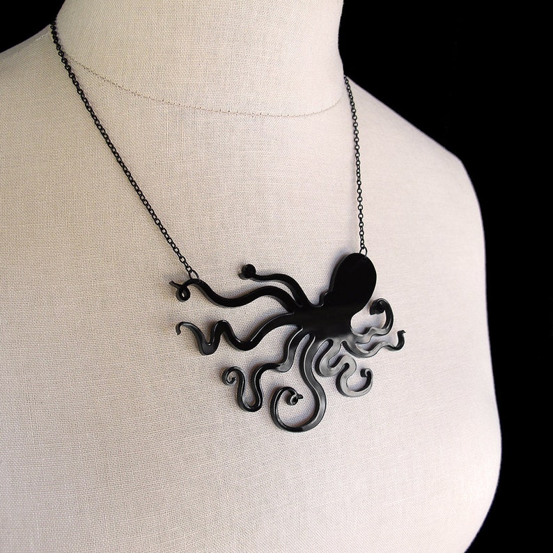 Octopus Necklace Medium 4 40 Color Options Laser Cut Acrylic Octo Necklace C.A.B. Fayre Original Design image 4