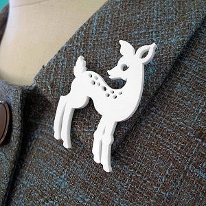 Doe-Eyed Deer Brooch / Pin 33 Color Options Laser Cut Fawn Pin C.A.B. Fayre Original Design image 3