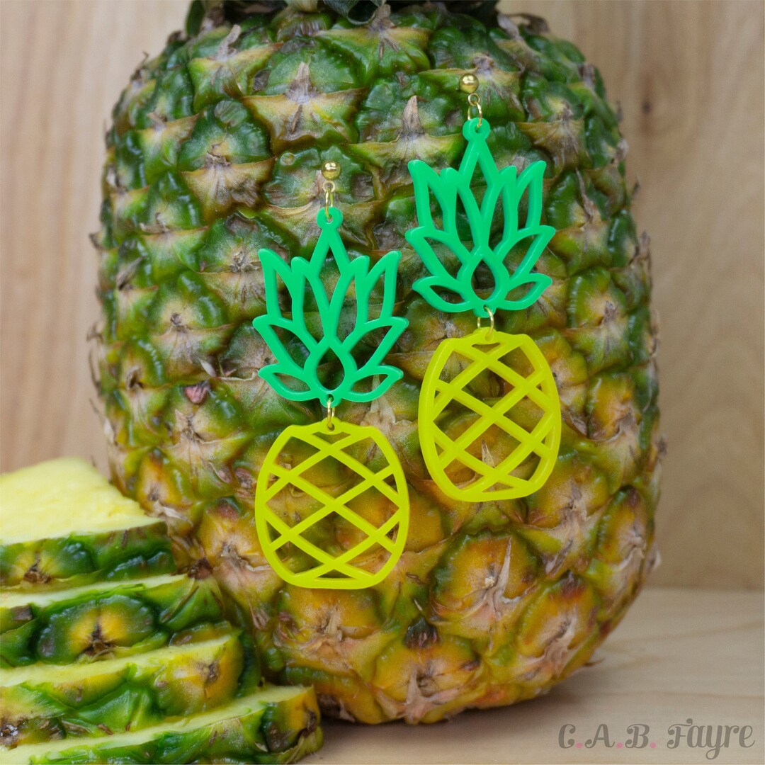 Pineapple Earrings / Laser Cut Tropical Pineapple Earrings/ Etsy