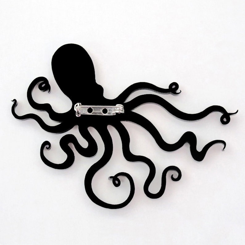 Spotted Octopus Brooch Large 4 Octopi Pin 9 Color Options Metallic or Neon Laser Cut Acrylic C.A.B. Fayre Original Design image 3