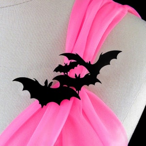 Bat Brooch Laser Cut Acrylic 29 Colors Bat Pin Halloween Jewelry Halloween Brooch Bat Jewelry C.A.B. Fayre Original Design image 1