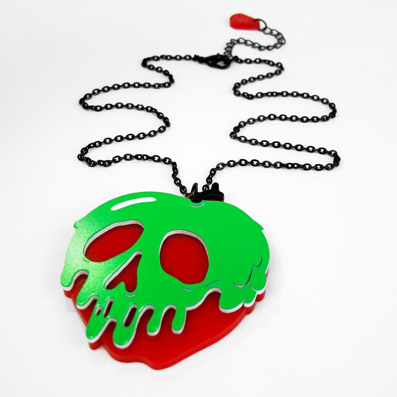 Poison Apple Necklace SMALL 2 You Select Poison Slime & Apple Color Snow White Laser Cut Acrylic Halloween Costume Necklace image 3
