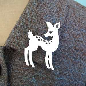 Cottagecore Deer Brooch – Doe Eyed Fawn Pin – Custom Colors in Acrylic or Wood