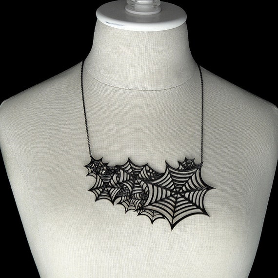 国内で当店のみ CFIERCE - Spiderweb Necklace DG+AO collection: Spider Web necklace in sterling silver
