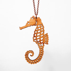 Seahorse Necklace - 35 Color Options - Laser Cut Wood or Acrylic (C.A.B. Fayre Original Design)