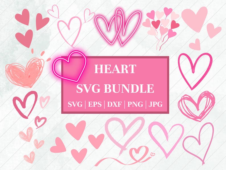 Hand Drawn Heart SVG Bundle: Doodle Sketch Cut Files (cricut, PNG, DXF ...