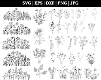 Wildflower SVG Bundle: Meadow, Bouquet, and Border Designs