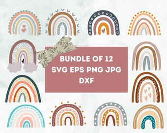 Boho Rainbow SVG Bundle: Pastel Clipart, Cricut & Silhouette (Digital Download)
