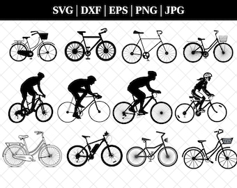 Fahrrad SVG Bundle: Fahrrad Clipart, Schneidedateien für Cricut (Digitaler Download)