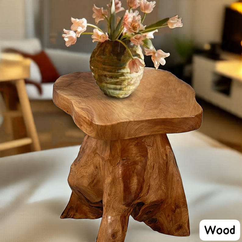 Live Edge Wood Tree Stump Stool – Rustic Natural Accent Table - Etsy