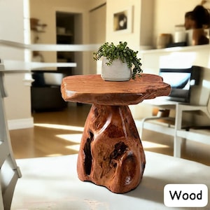 Live Edge Wood Tree Stump Stool – Rustic Natural Accent Table