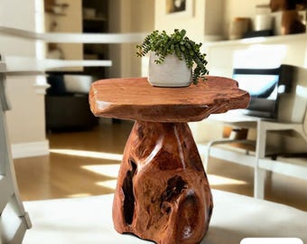 Live Edge Wood Tree Stump Stool – Rustic Natural Accent Table