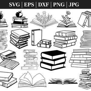 BOOKS SVG, BOOKS Svg cut files for Cricut, Book Svg Cut Files, Books Silhouette, Stack of books Svg