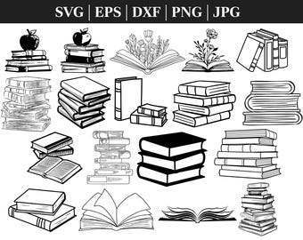 Books SVG Cut Files: Stack of Books Silhouette (Digital Download)