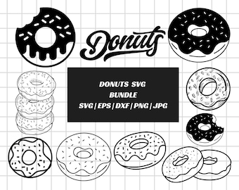Donut Outline SVG, Donut Digital File, Donut Doodle, Donut Cut File, Dessert Svg, Food Svg, Doughnut Silhouette, Donut Clipart, Vector, Png