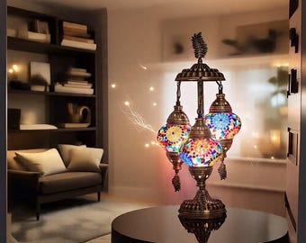 3 Globe Turkish Mosaic Table Lamp
