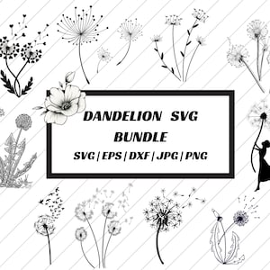 Paardebloem Svg bundel, paardebloem Svg, gesneden bestanden voor Cricut, silhouet, paardebloem Png, Clipart, Just Breathe Svg