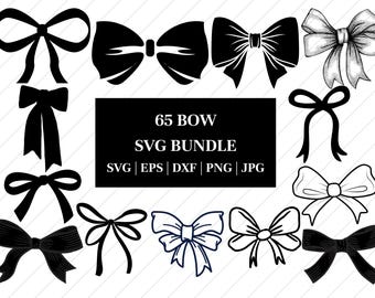 Black Bow SVG Bundle: Coquette Ribbon Bow Clipart (Digital Download)