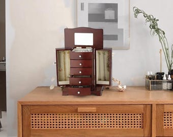 1+1  2 Large Storage Solid Wooden Jewelry Box