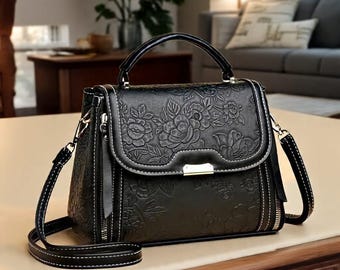 Women’s Crossbody & Handbag – Vintage Floral All-in-One Tote with Detachable Straps for Daily Commuting