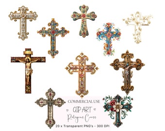 20 Religious Cross Clipart - Watercolour Christian Cross Clipart - Digital Download