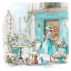 Clipart Paris, carte postale de Paris, clipart aquarelle imprimable, 12 téléchargements numériques JPG de haute qualité, créations en papier, journaux indésirables, éphémères Paris