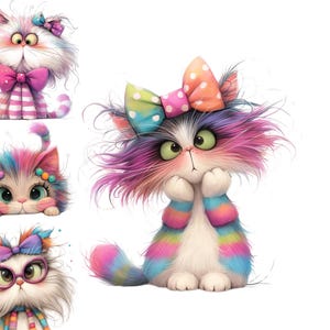 Clipart chats insolites Clipart aquarelle 14 salut res JPGs carterie Junk Journal chats drôles chats mignons téléchargement numérique chats fantaisistes