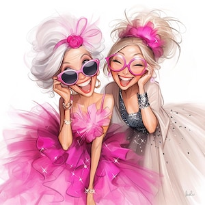 Fête des dames Clipart fête Clipart imprimable aquarelle clipart haute qualité 14 JPG carnets de bricolage en papier anniversaire Clipart ballons