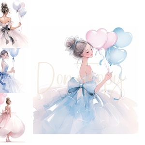 12 Geburtstag Mädchen Clipart Party Clipart druckbare Aquarell Clipart hohe Qualität JPG Papier Handwerk Junk Journals, Geburtstag Clipart Luftballons