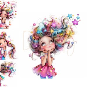 Skurrile Mädchen Clip Art 15 hochauflösende JPGs in Aquarellfarben, Junk Journaling, Scrapbooking, Kartenherstellung, digitaler Download, Fantasy, wunderliche Mädchen
