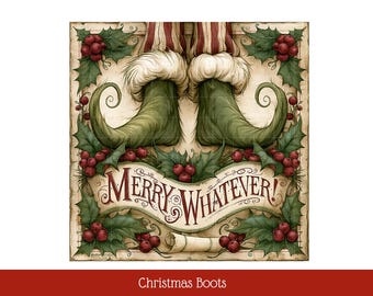 Watercolor Christmas Boots Clipart – 12 Christmas Festive Legs, JPG  - Digital Download