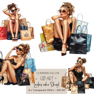 Mode Mädchen Aquarell Illustration Digital, Shopping Clipart transparenten Hintergrund, Stilvolle Mädchen für DIY-Projekte, Aufkleber Zeitschriften PNG