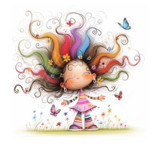 Clip art anniversaire original 12 JPG aquarelles, journalisation indésirable, scrapbooking, fabrication de cartes, téléchargement numérique, fantastique, fille papillons