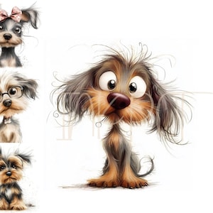 Funny Dog Clip Art 12 High Res Watercolor JPGs for Junk Journaling, Scrapbooking, Card Making, Digital Download Kit, Fantasy, Whimsical Dog
