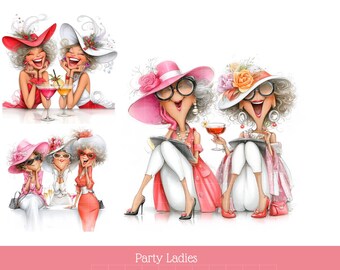 Quirky Christmas Ladies Clipart 21 Fun Festive Designs JPG Files - Digital Download