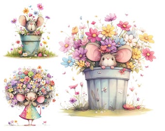 Quirky Mice Clipart 12 Digital Download Funny Mice Clipart Ephemera