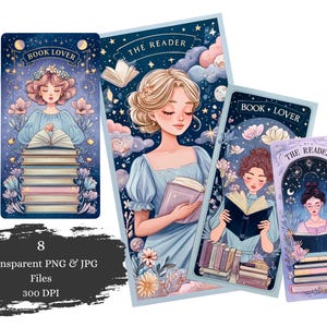 Segnalibro PNG Bellissimi segnalibri Il lettore, amante dei libri, segnalibro regali, biglietti fatti a mano, segnalibri sublimazione Junk Journal Books Ephemera